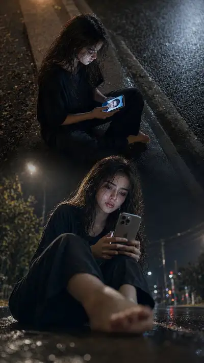 Cinematic Heartbreak Split-Screen Portrait