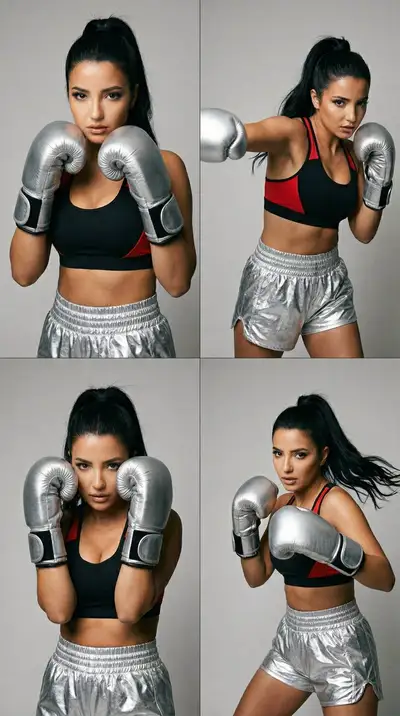Boxing Editorial 2x2 Pose Grid Image Prompt