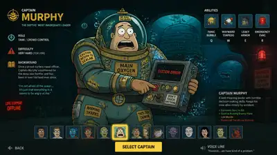 U-Boot-Kapitän MOBA-Helden-Splash-Art im Sealab-Stil