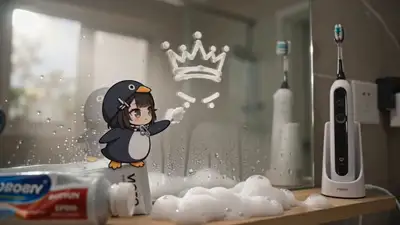 2D-Sticker-Pinguin-Comedy-Sketch im Badezimmer, Seedance 2