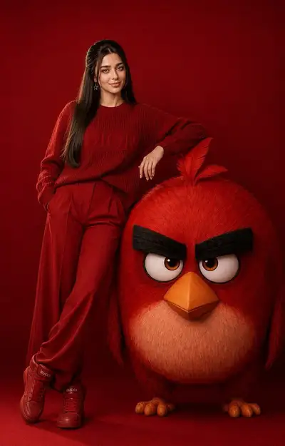 Fashion Portrait Series Posing with Angry Birds Characters