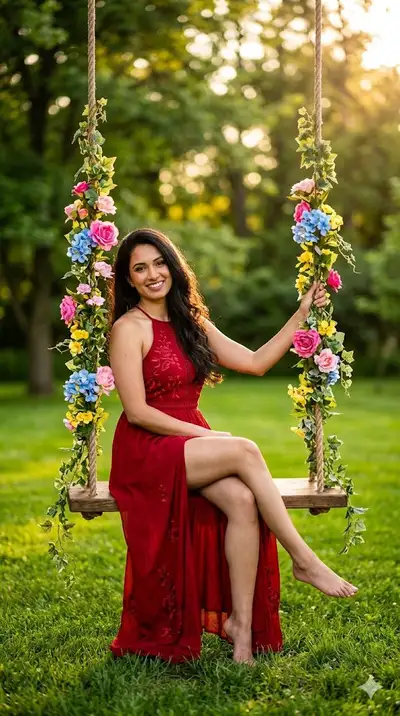 Romantic Garden Swing Portrait