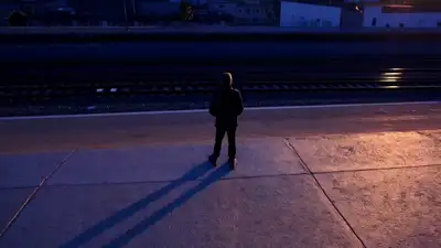 Train Platform at Dawn Pull Back
