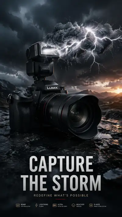 Camera Ad Where the Flash Creates a Lightning Storm