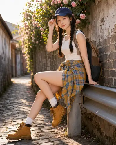 Golden-Hour Summer Portrait in Flower Alley