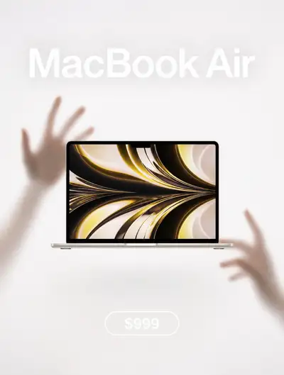 Frosted-glass hands product photography template with price tag