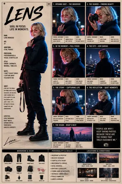 Cinematic Storyboard Character Sheet Prompt