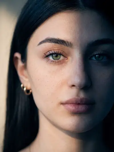 Ultra-realistic split lighting close-up beauty portrait