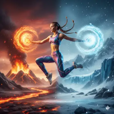 Dual-Elemental Athlete in Mid-Air