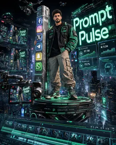 Futuristic Digital Creator in Neon City