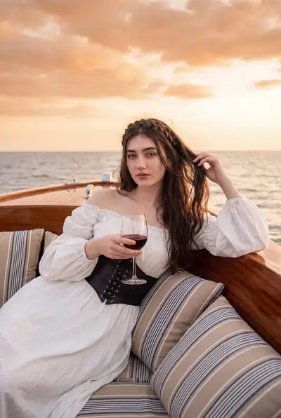 Portrait en bateau au coucher du soleil avec liste d'elements a eviter