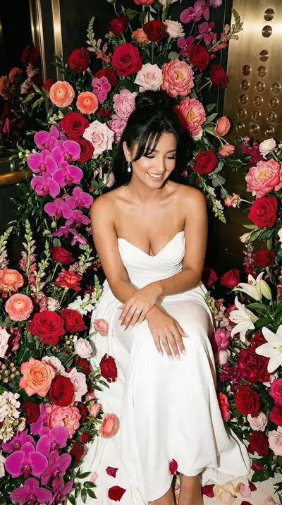 Lush Floral Elevator Editorial Portrait