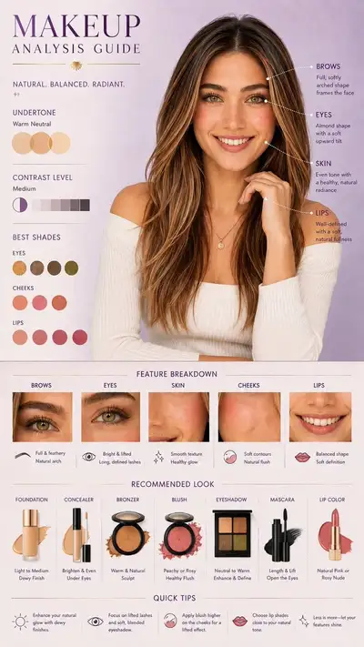 Luxury makeup analysis infographic prompt