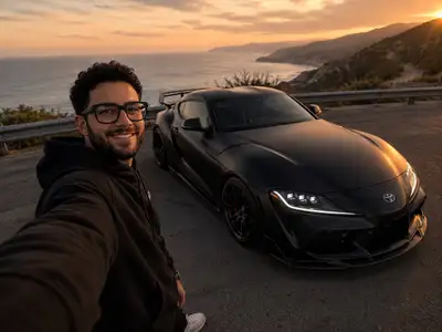 Cinematic Selfie with Matte-Black Toyota Supra