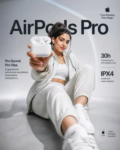 Apple AirPods Pro luxury lifestyle advertisement poster