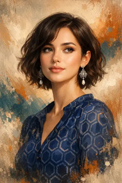 Elegantes Porträt einer Frau mit silbernen Filigran-Ohrringen auf GPT Image 1.5