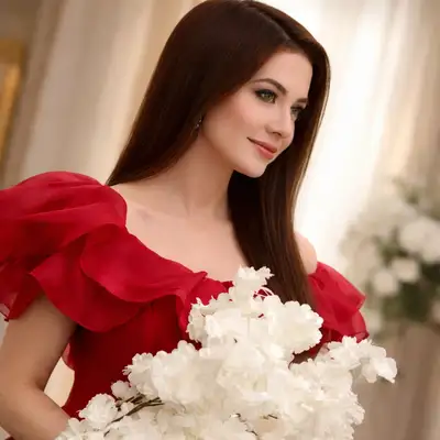 Elegant Woman in Red Gown Portrait