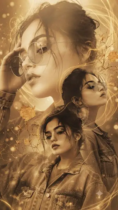 Sepia Double-Exposure Autumn Portrait
