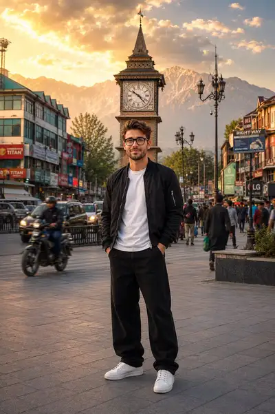 Kinematografisches Ganzkörperporträt in Srinagar
