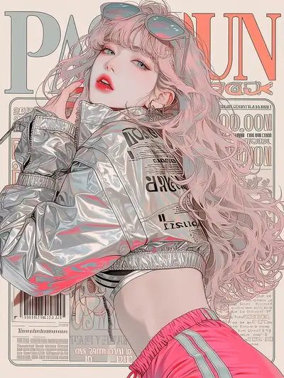 Modèle de couverture de magazine de mode Y2K des années 2000