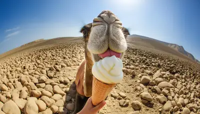 Animaux mangeant de la crème glacée - Prompt