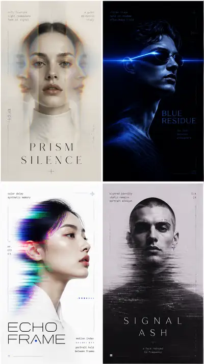 Experimental Glitch Portrait Poster Concept Set