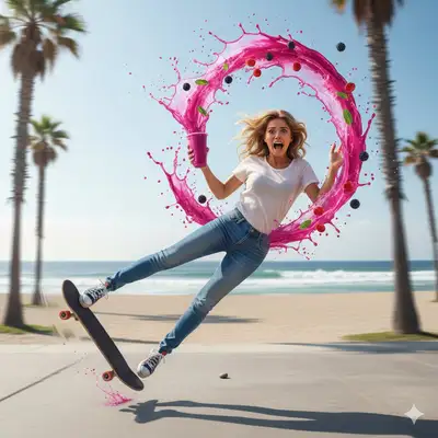 Skateboard Smoothie Splash Action Shot