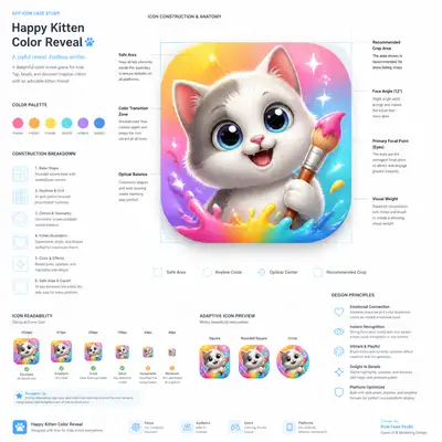 Kitten app icon design case study presentation