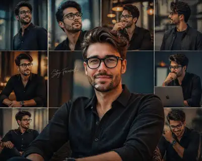 Cinematic collage portrait using your own face, close crop
