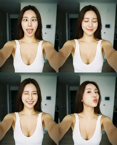 Playful 2x2 grid of silly smartphone selfies