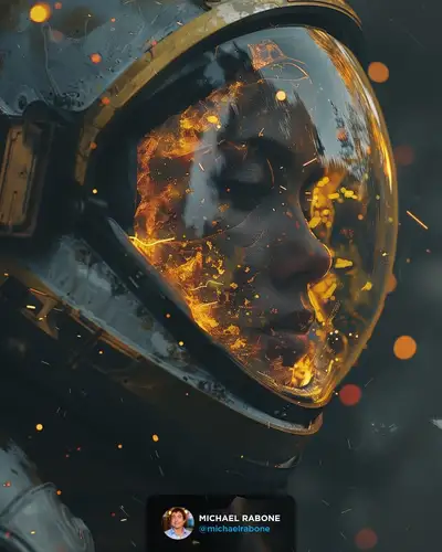 Midjourney Astronaut Fire Ember Prompt