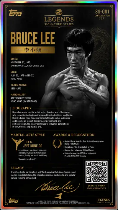 Bruce Lee premium holographic trading card design