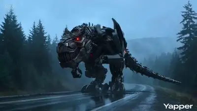 Cinematic Bus-to-Mecha Transformation Scene