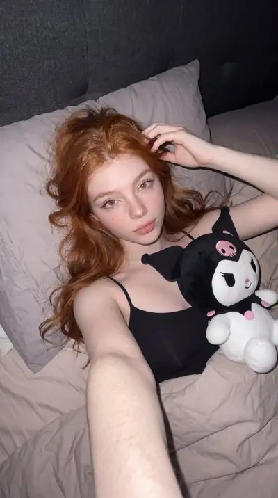 Cozy Late-Night Bedroom Selfie with Plushie