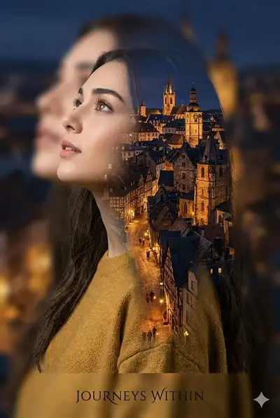 Double-Exposure Night Town Portrait