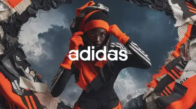 High fashion brand campaign poster with model and fabric collage