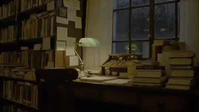 Scène cosy de librairie sous la pluie en Lo-Fi