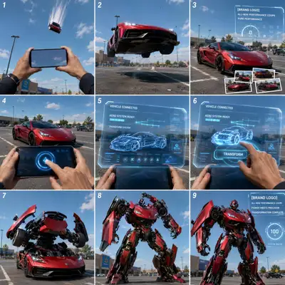 AR-Scan eines Pickups verwandelt sich in ein Auto-Mech (Seedance 2.0)