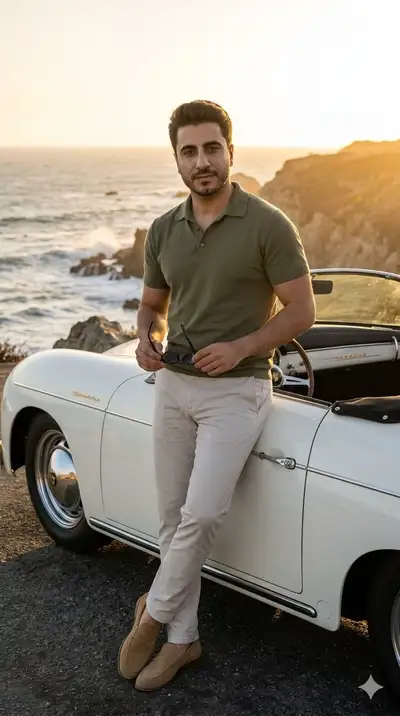 Vintage Porsche Coastal Sunset Portrait