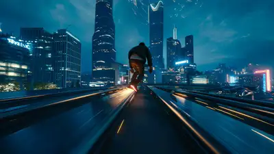 Futuristic Magnetic Rail Skater Video Prompt