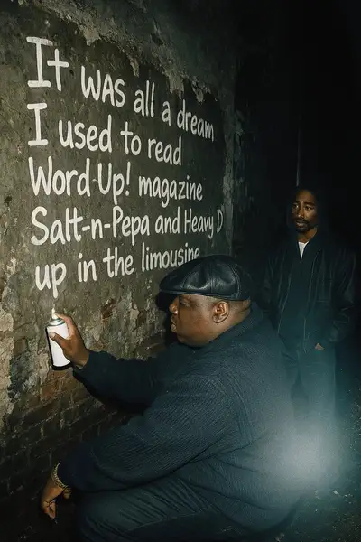 Foto de paparazzi de la escena de graffiti de Notorious B.I.G.