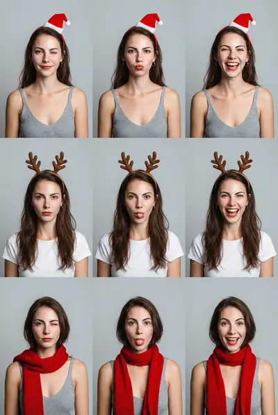 9-Grid Minimalist Christmas Portrait Prompt