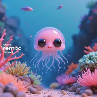 Neon Jellyfish Underwater Scene