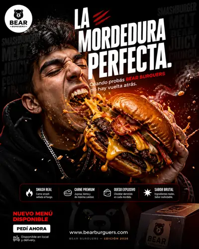 Fast food burger brand advertising campaign poster