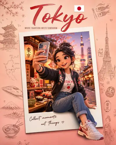 Pixar style collectible travel poster template by country