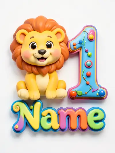 3D foam birthday decoration with baby lion