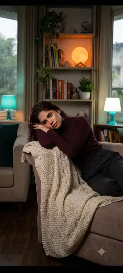 Cozy Living Room Editorial Photo Prompt