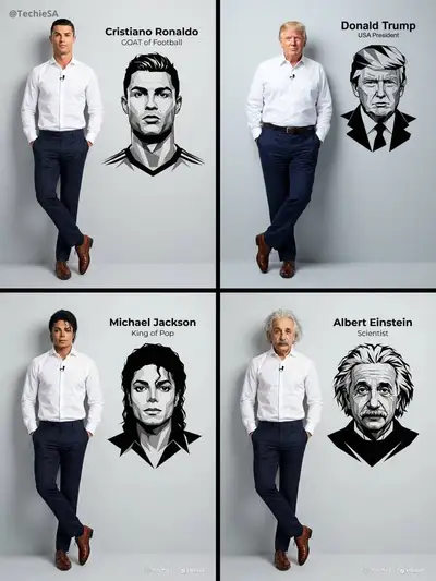 Corporate portrait with graphic vector face on studio wall