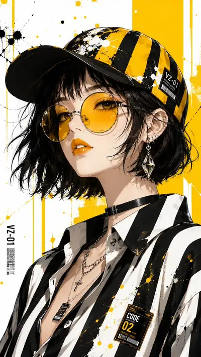 Anime-Mode-Editorial-Porträt mit Luxus-Streetwear