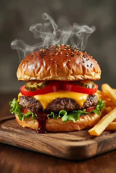 Ultra-Realistic Gourmet Burger Food Ad